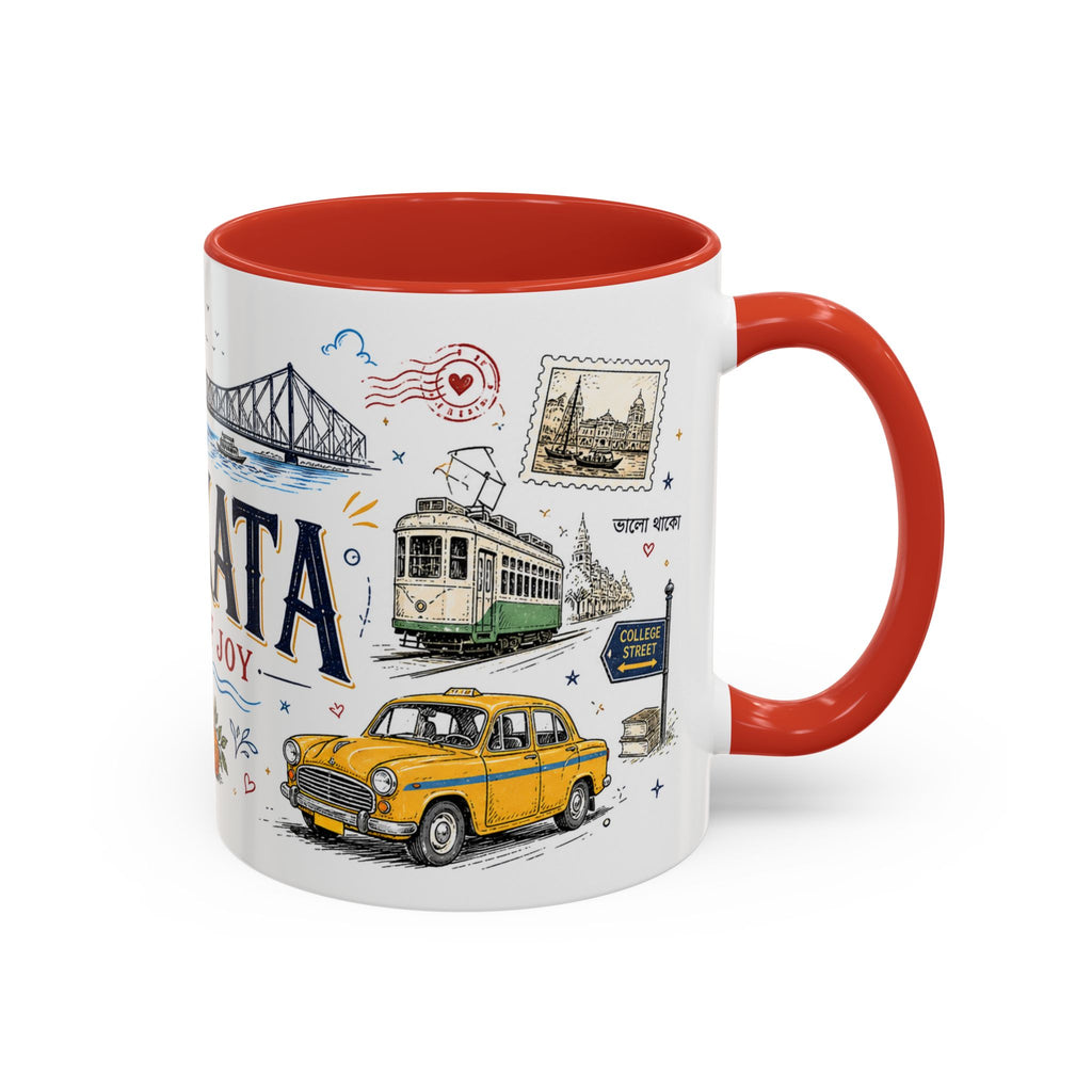 Kolkata Coffee Mug | India Souvenir Travel Gift | Accent Color Ceramic 11oz 15oz