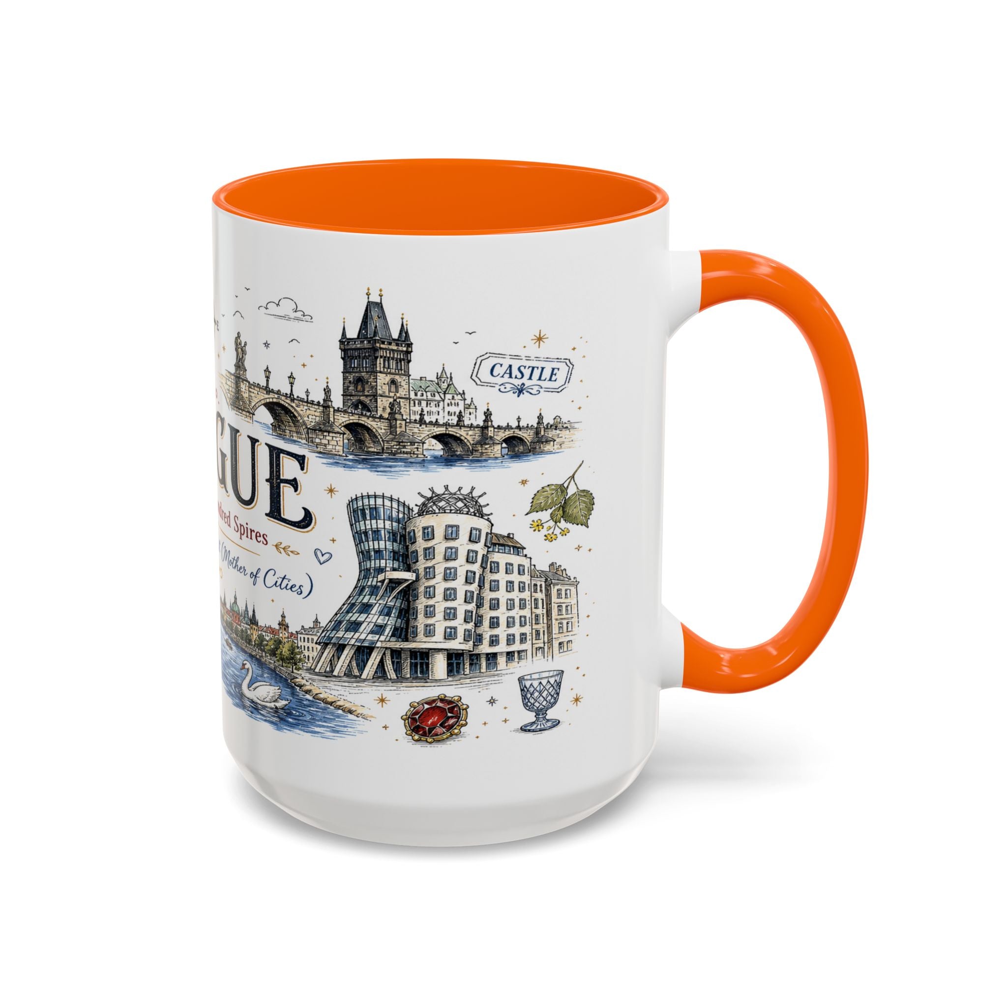 Prague Coffee Mug | Czech Republic Souvenir Travel Gift | Accent Color Ceramic 11oz 15oz