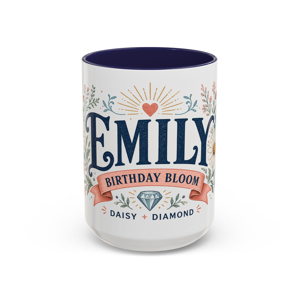 Personalized Name Birth Month Mug | Birth Flower Stone Birthday Gift | 11oz 15oz