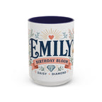 Personalized Name Birth Month Mug | Birth Flower Stone Birthday Gift | 11oz 15oz