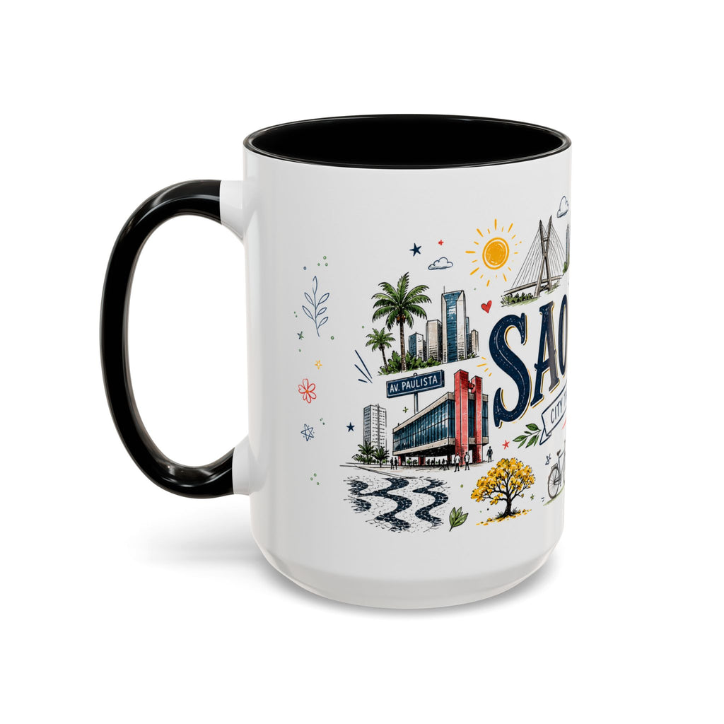 Sao Paulo Coffee Mug | Brazil Souvenir Travel Gift | Accent Color Ceramic 11oz 15oz
