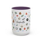 Nashville Christmas Mug | Watercolor City Souvenir, Acoustic Guitar, Harmonica (11oz 15oz)