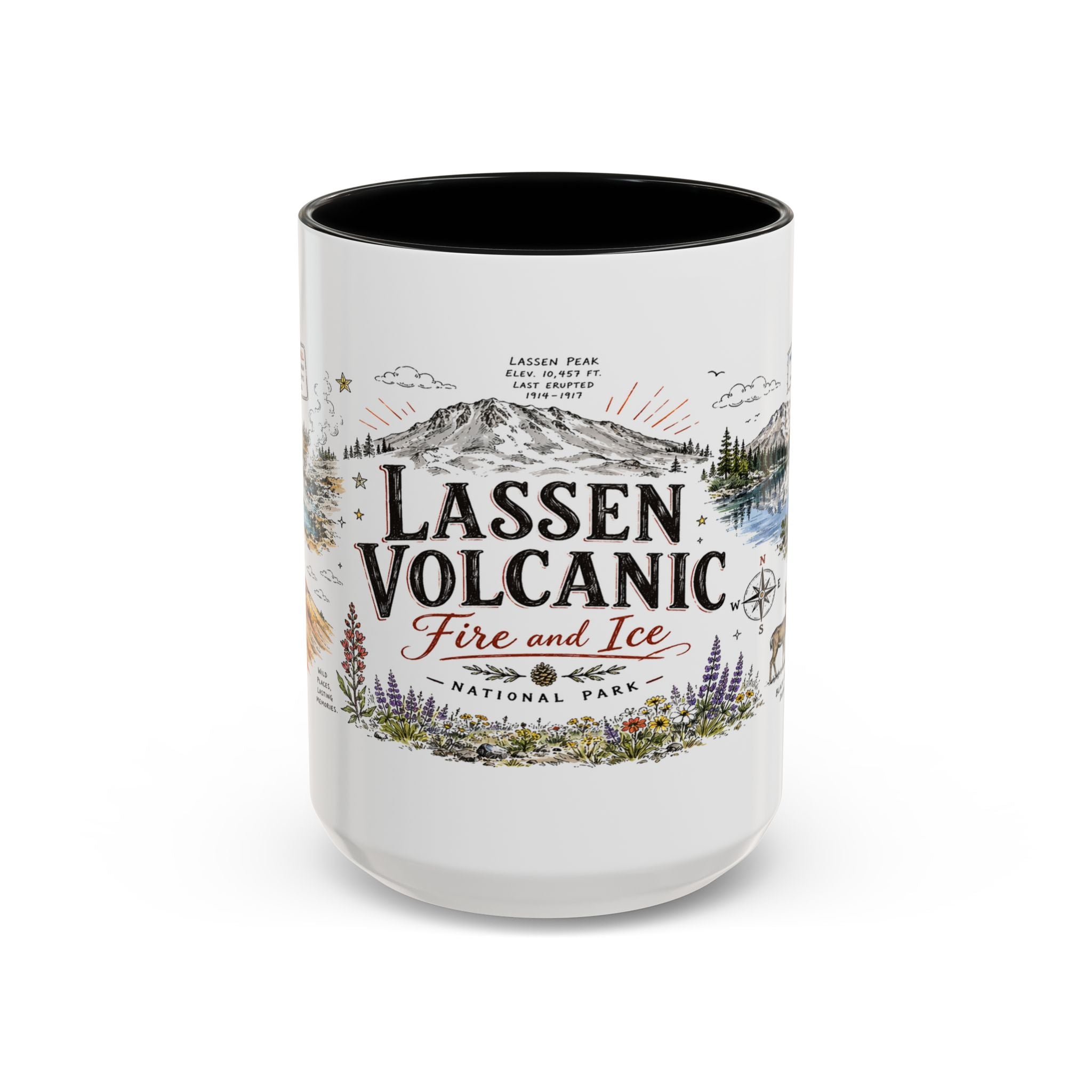 Lassen Volcanic National Park Coffee Mug | California Volcano Geothermal Hiking Gift | Accent Color Ceramic 11oz 15oz