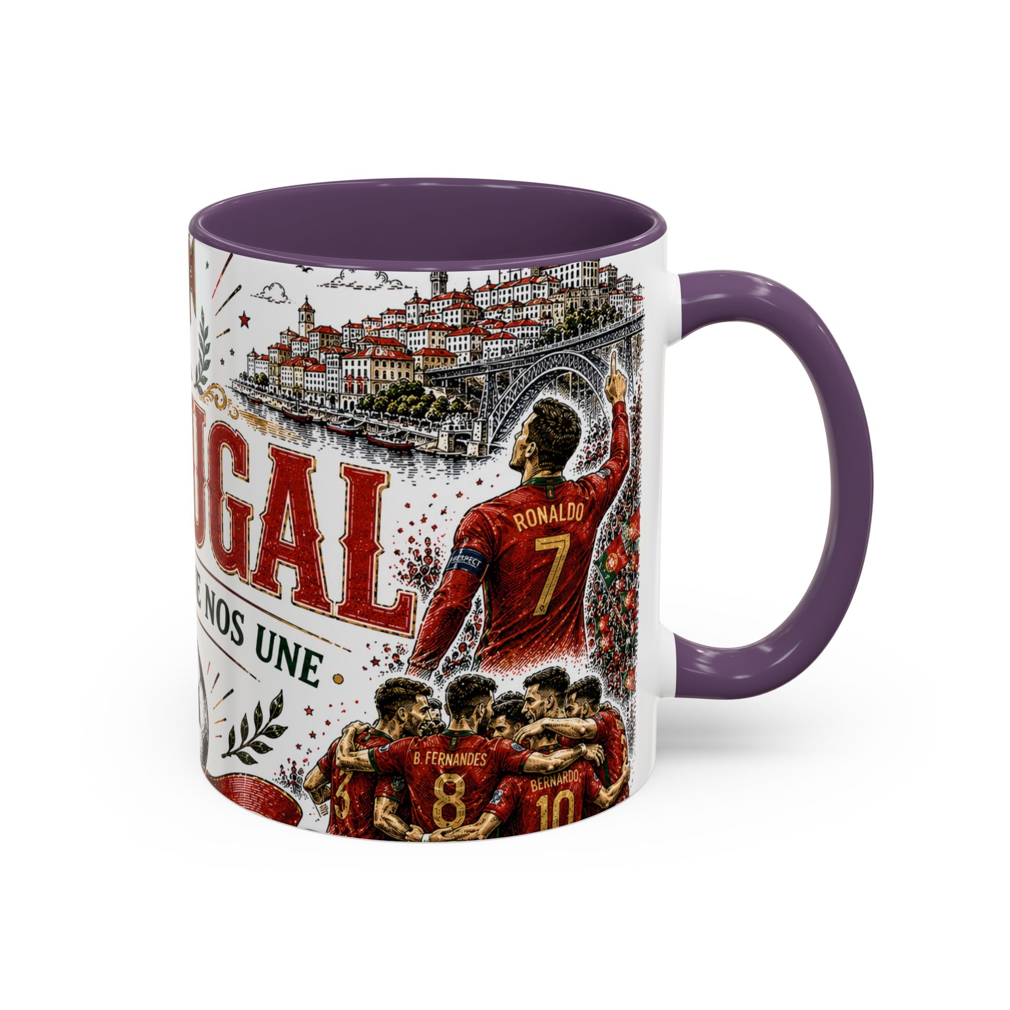 Portugal Soccer Coffee Mug | World Cup Fan Gift | Accent Color Ceramic 11oz 15oz Match Day Cup