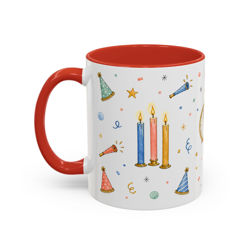 New Year Midnight Mug | Candle Firework Watercolor Party Gift | Accent Cup 11oz 15oz