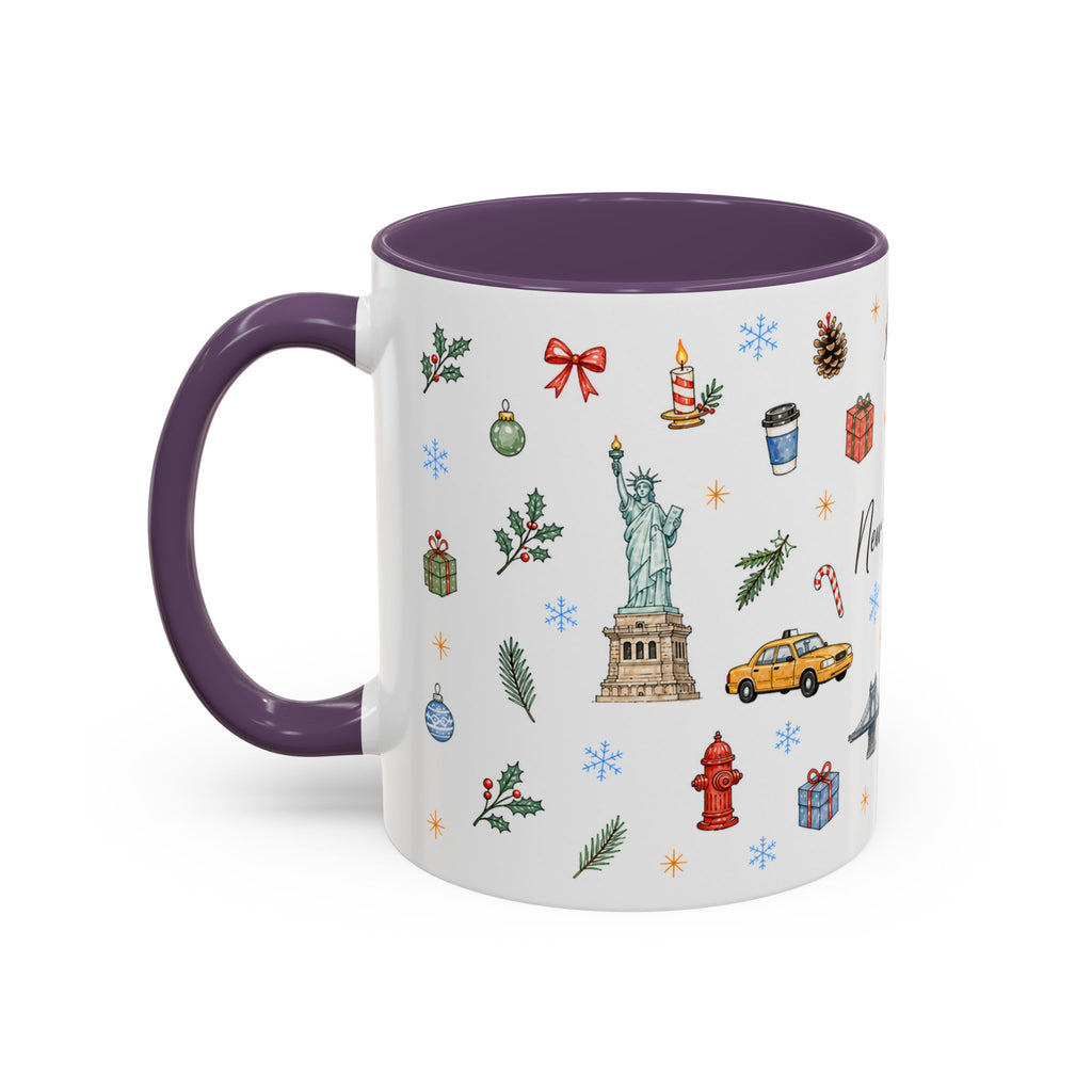 New York City Christmas Mug | Watercolor City Souvenir | Ceramic Coffee Cup