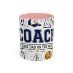Coach Best Dad On The Field Coffee Mug | Father's Day Gift for Dad | Accent Color Ceramic 11oz 15oz
