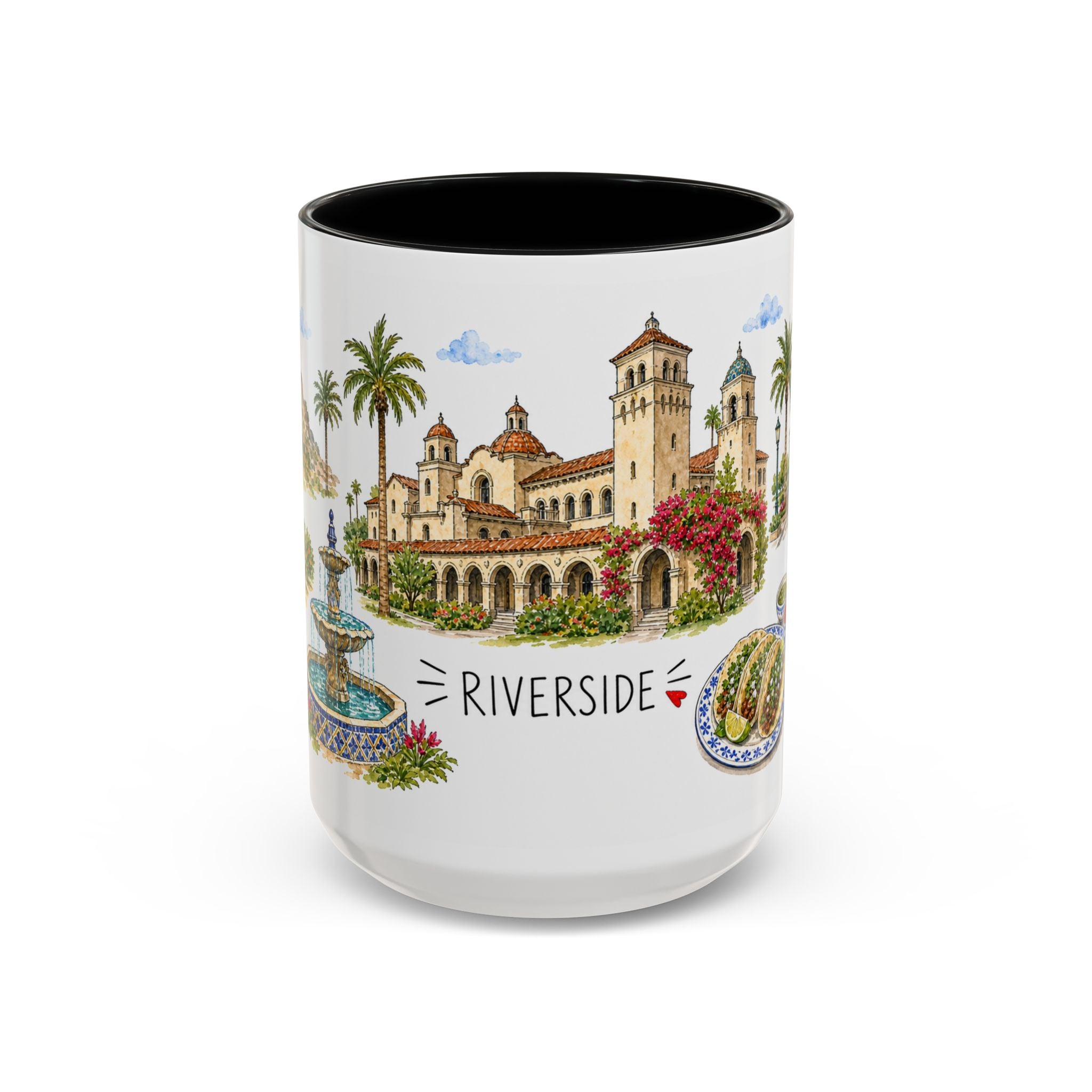 Riverside Illustrated Travel Mug | City Souvenir Accent Coffee Mug | 11oz 15oz Ceramic Cup