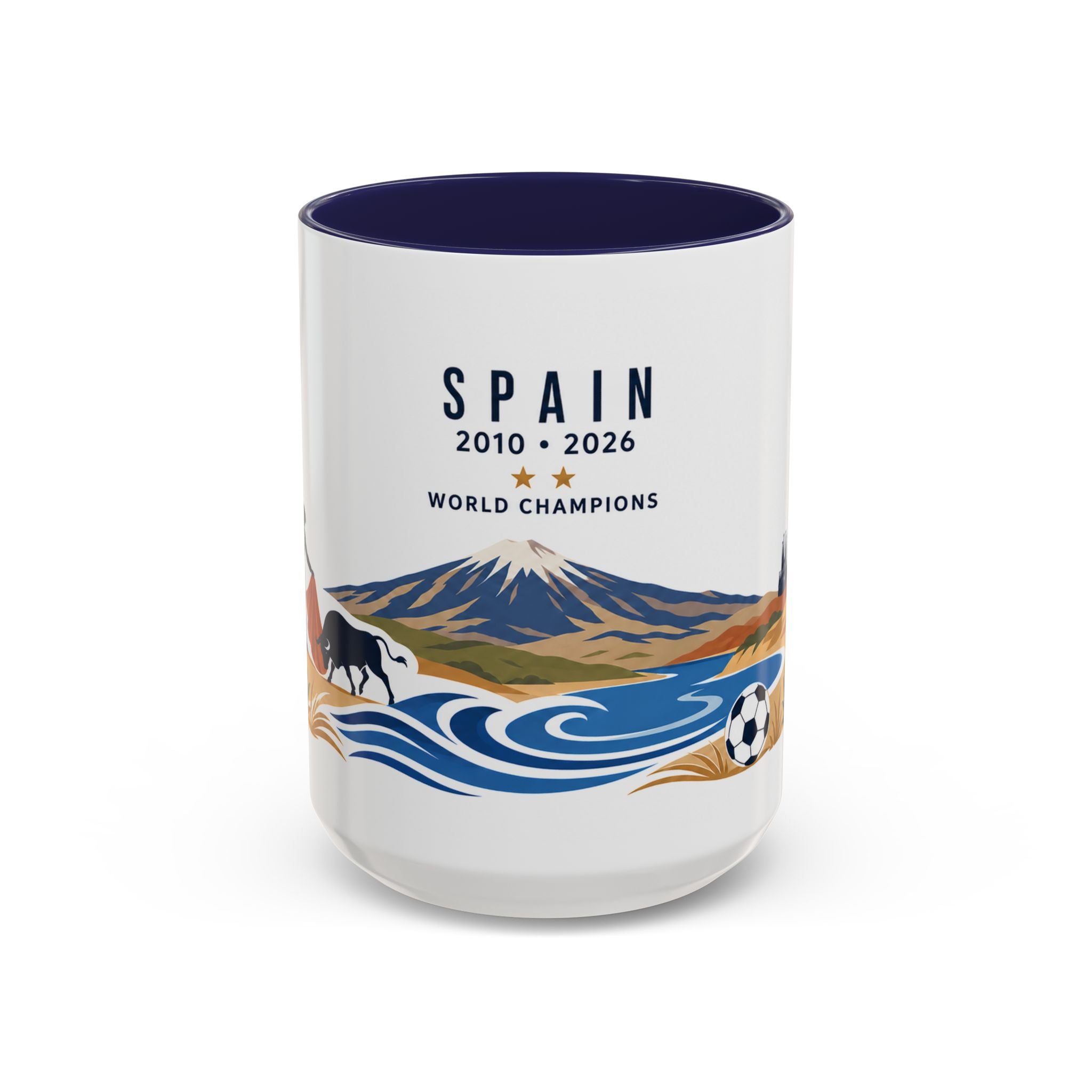 Spain World Champions Mug | 2010 2026 Spanish Soccer Gift | Two Time Football Champion Cup | 11oz 15oz Accent Mug