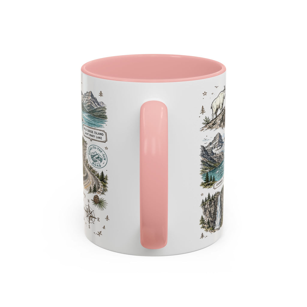 Glacier Coffee Mug | National Park Hiking Montana Gift | Accent Color Ceramic 11oz 15oz