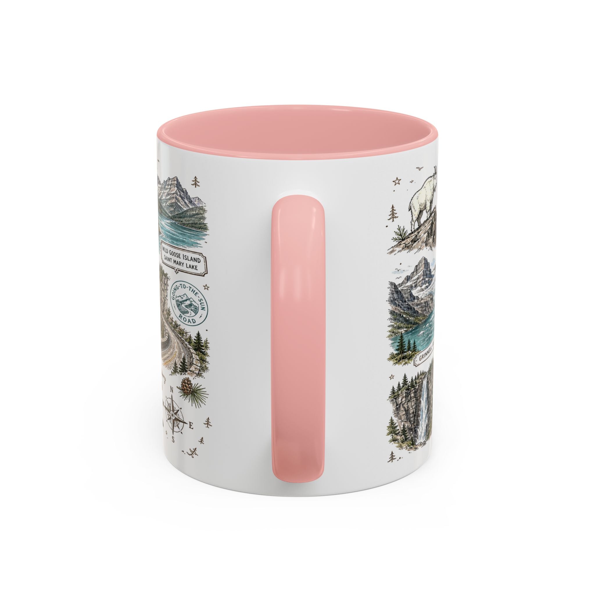 Glacier Coffee Mug | National Park Hiking Montana Gift | Accent Color Ceramic 11oz 15oz