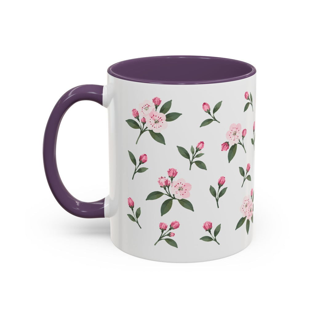 Connecticut Mountain Laurel Mug, State Flower Floral Coffee Cup, 11oz Botanical Gift