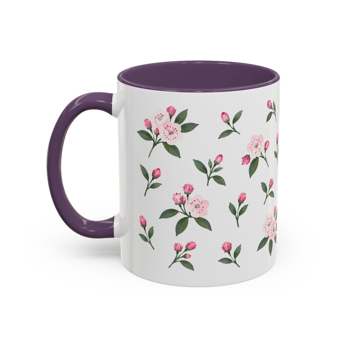Connecticut Mountain Laurel Mug, State Flower Floral Coffee Cup, 11oz Botanical Gift