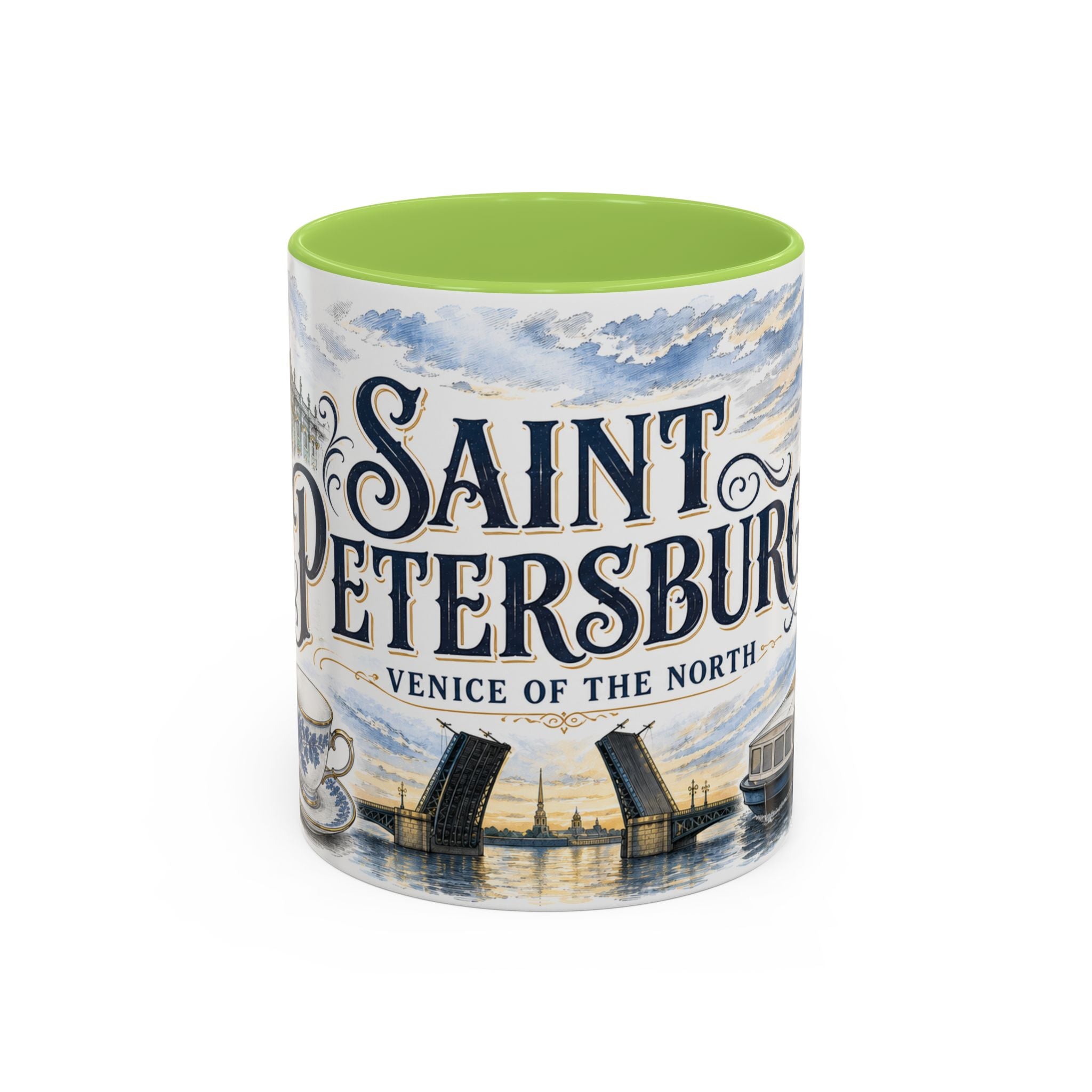Saint Petersburg Coffee Mug | Russia Travel Souvenir | Vintage Illustrated City Gift | 11 oz 15 oz Accent Mug