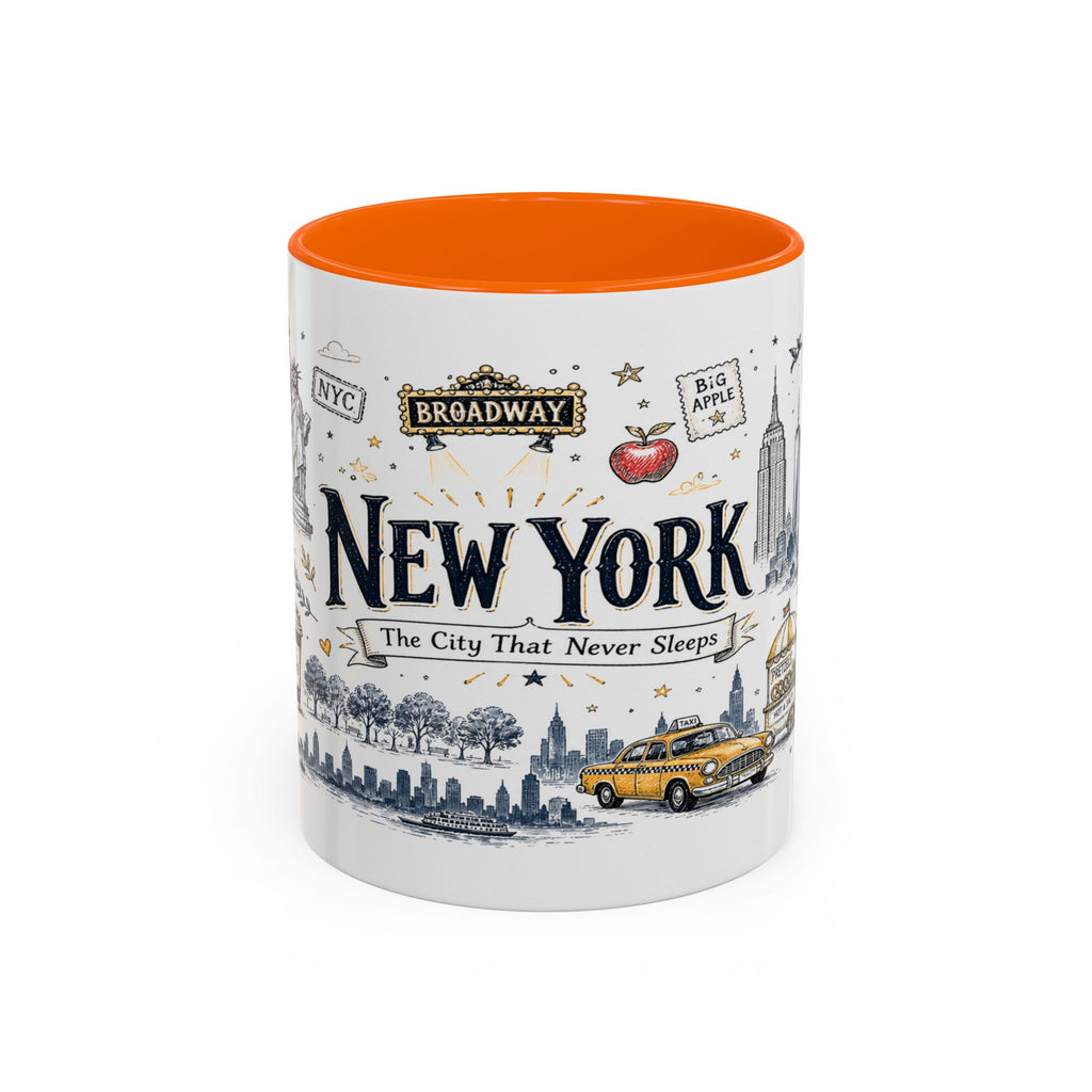 New York City Coffee Mug | New York Souvenir Travel Gift | Accent Color Ceramic 11oz 15oz