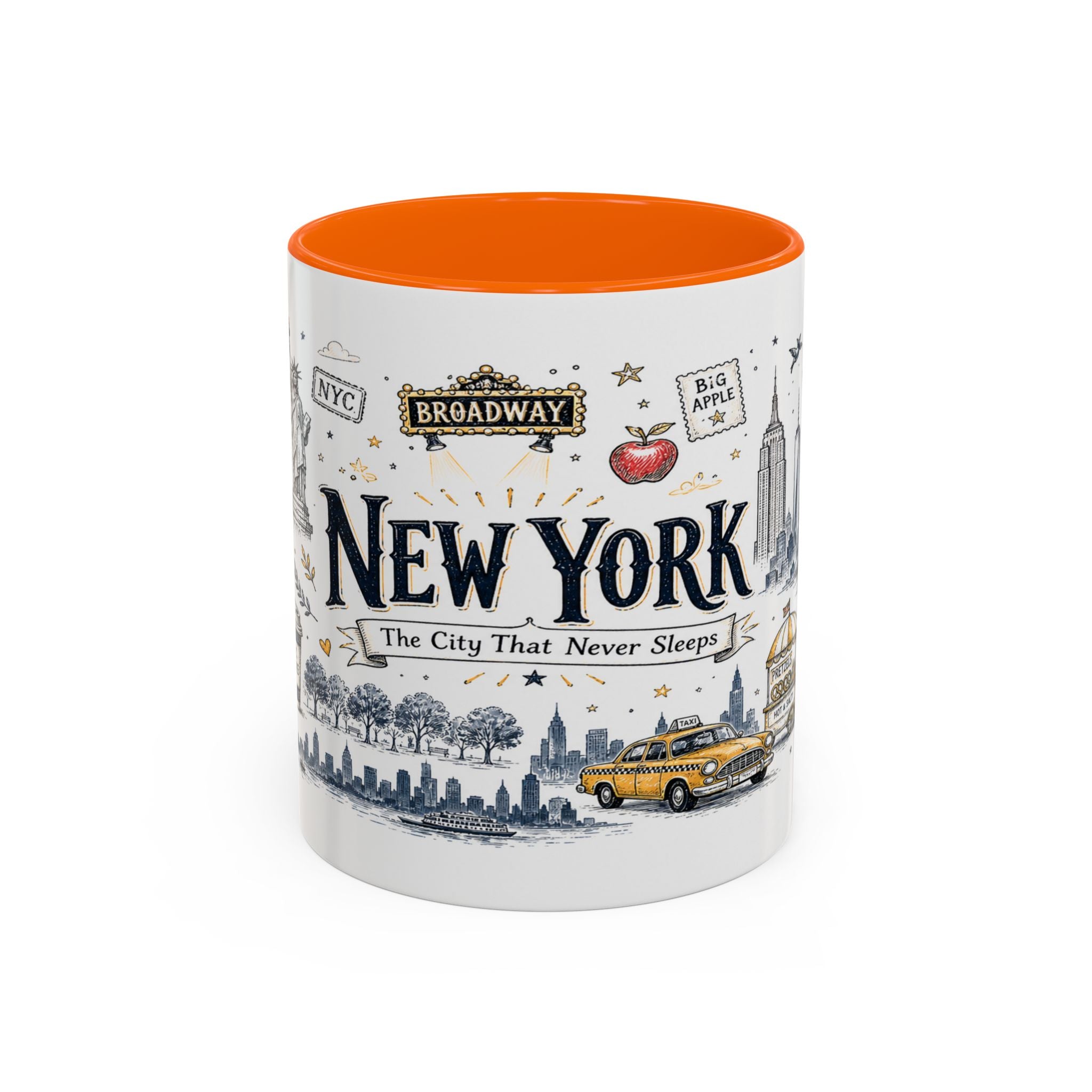 New York City Coffee Mug | New York Souvenir Travel Gift | Accent Color Ceramic 11oz 15oz