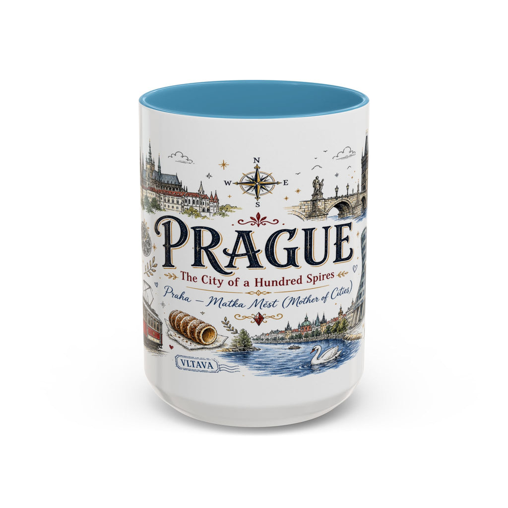Prague Coffee Mug | Czech Republic Souvenir Travel Gift | Accent Color Ceramic 11oz 15oz
