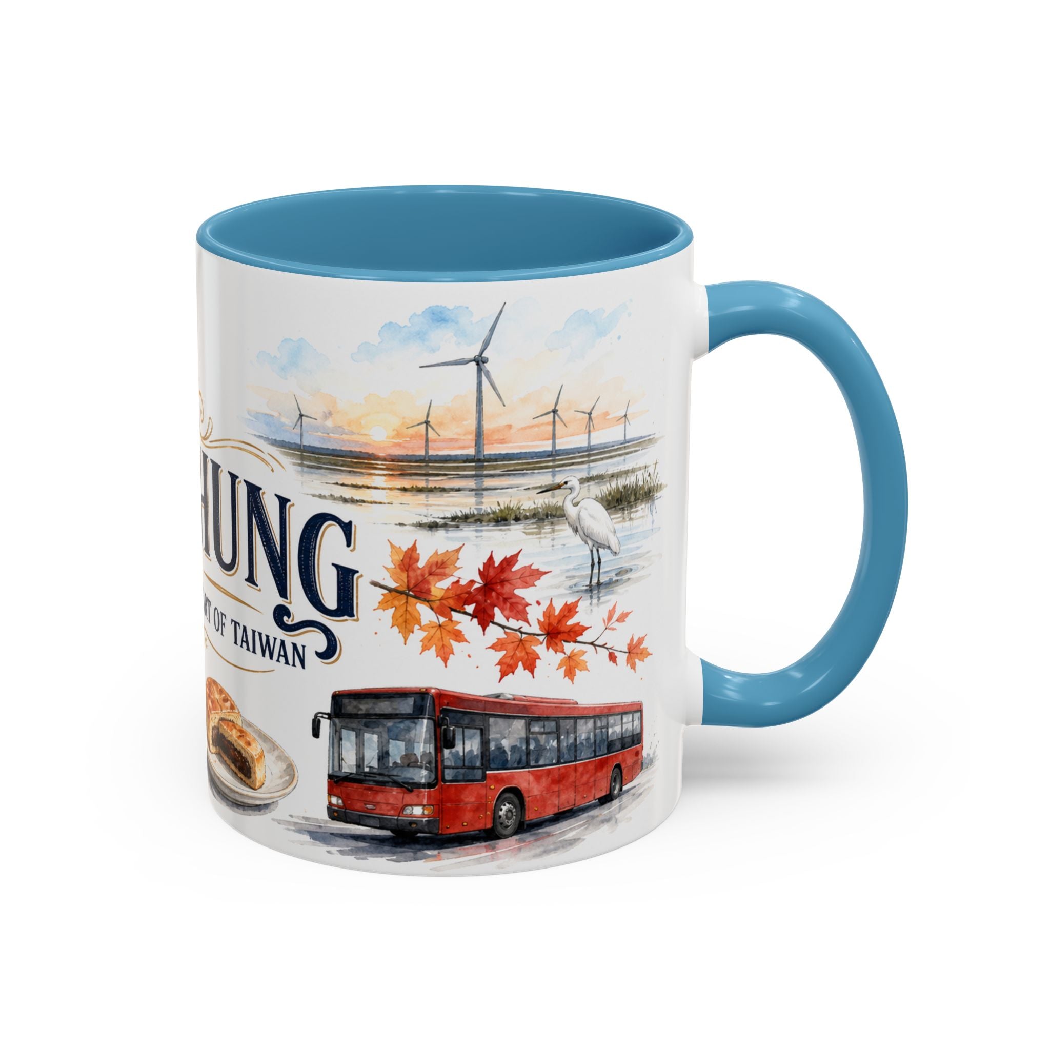Taichung Coffee Mug | Taiwan Travel Souvenir | Vintage Illustrated City Gift | 11 oz 15 oz Accent Mug