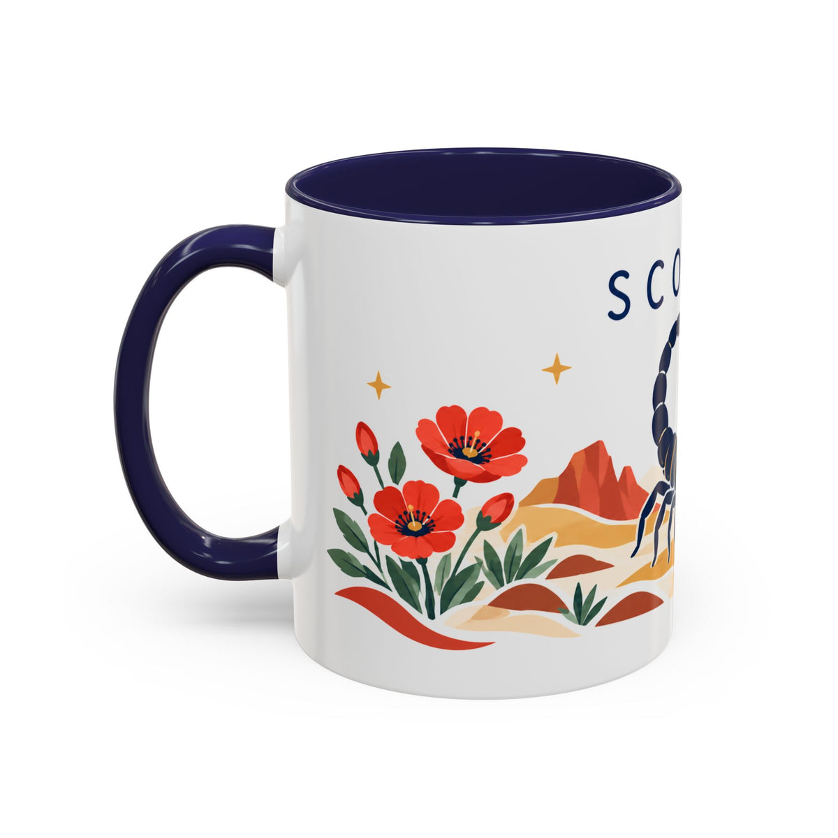 Scorpio Zodiac Coffee Mug | Scorpion and Desert Design | Astrology Birthday Gift | 11 oz 15 oz Ceramic Accent Mug