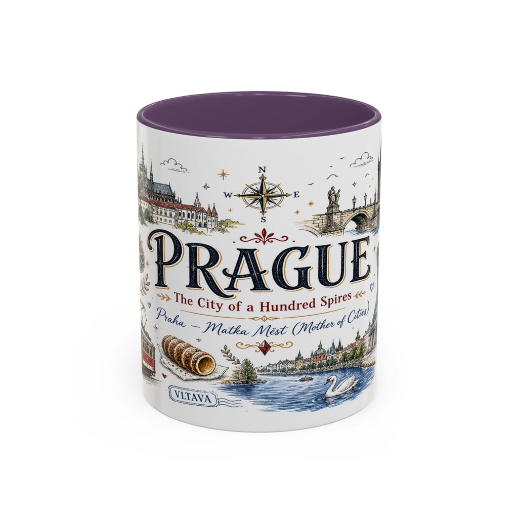 Prague Coffee Mug | Czech Republic Souvenir Travel Gift | Accent Color Ceramic 11oz 15oz