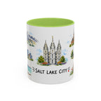 Salt Lake City Illustrated Travel Mug | City Souvenir Accent Coffee Mug | 11oz 15oz Ceramic Cup