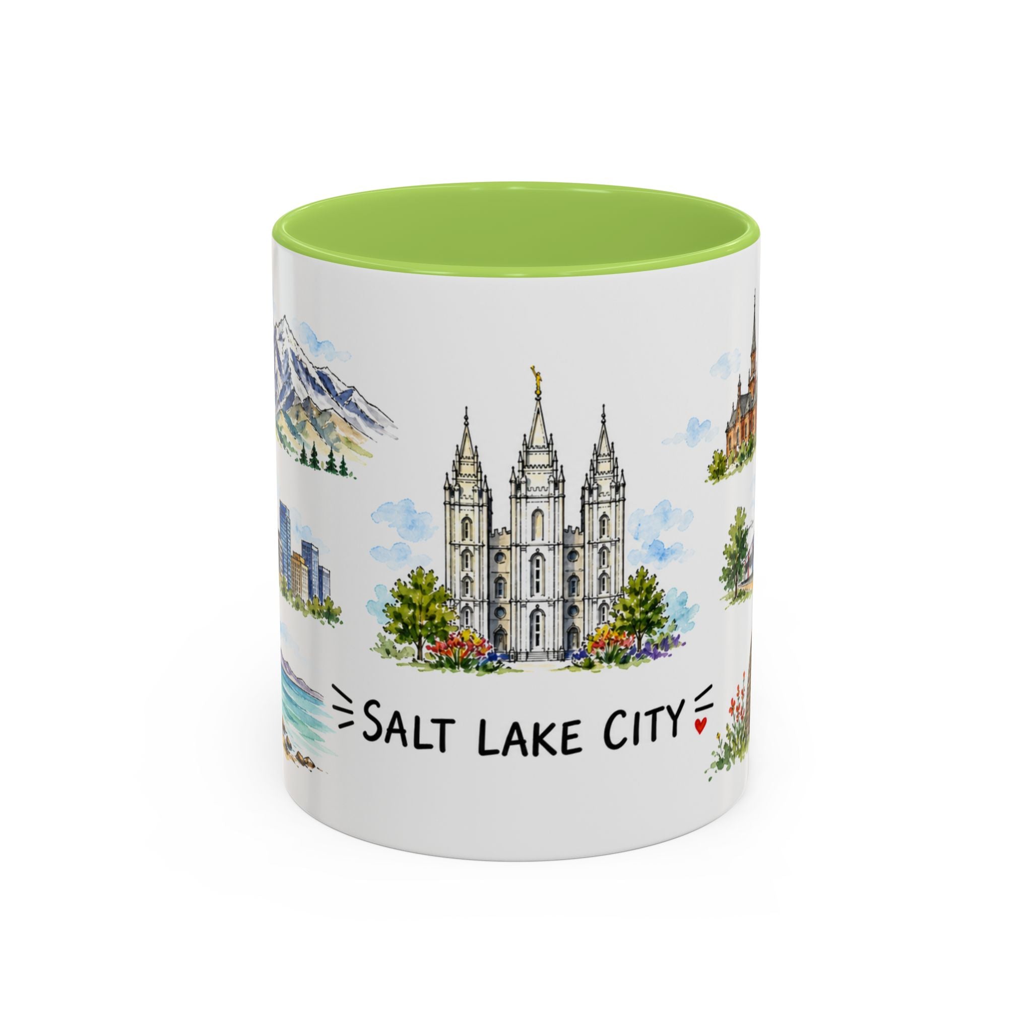 Salt Lake City Illustrated Travel Mug | City Souvenir Accent Coffee Mug | 11oz 15oz Ceramic Cup