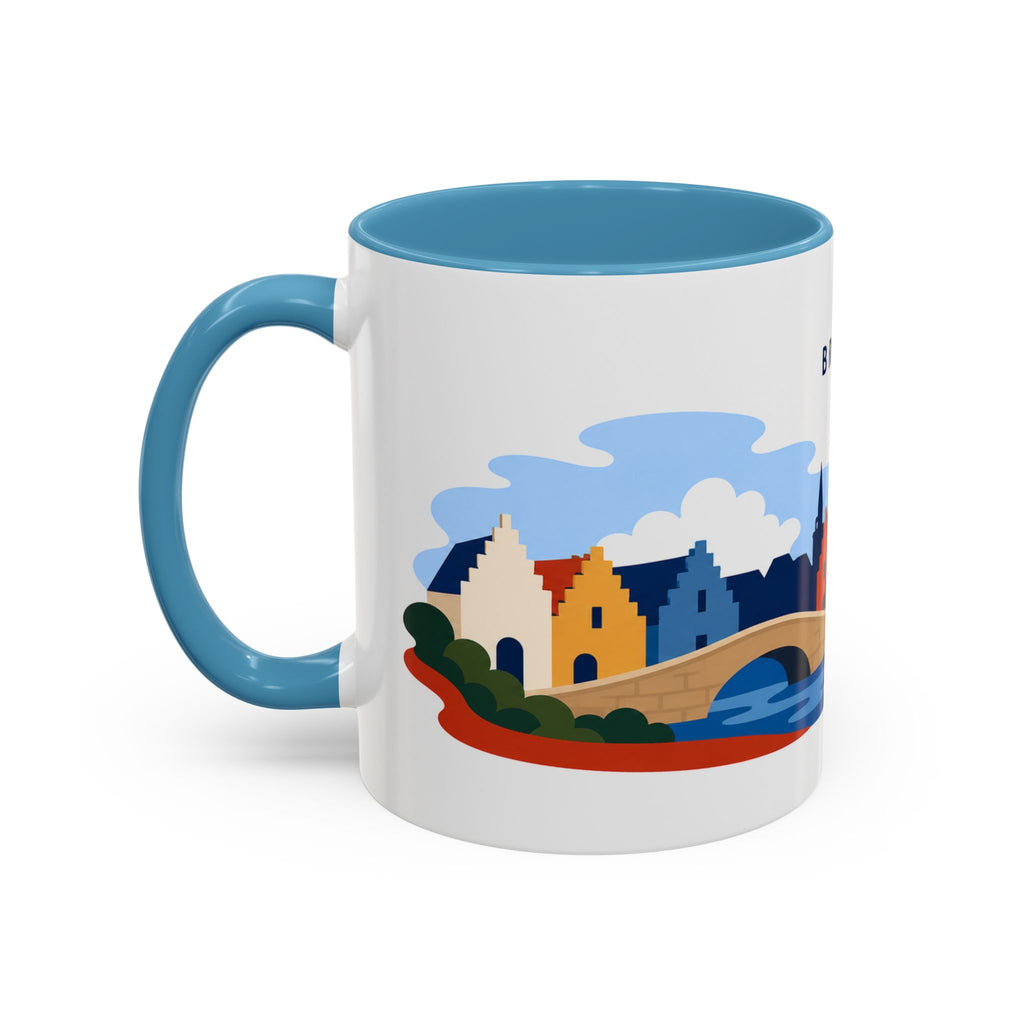 Bruges Coffee Mug | Travel Destination Souvenir Gift | Accent Color Ceramic 11oz 15oz