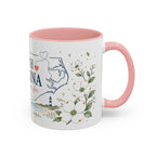 North Carolina State Map Mug | Moving Away, Homesick Gift | Botanical Accent Coffee Cup