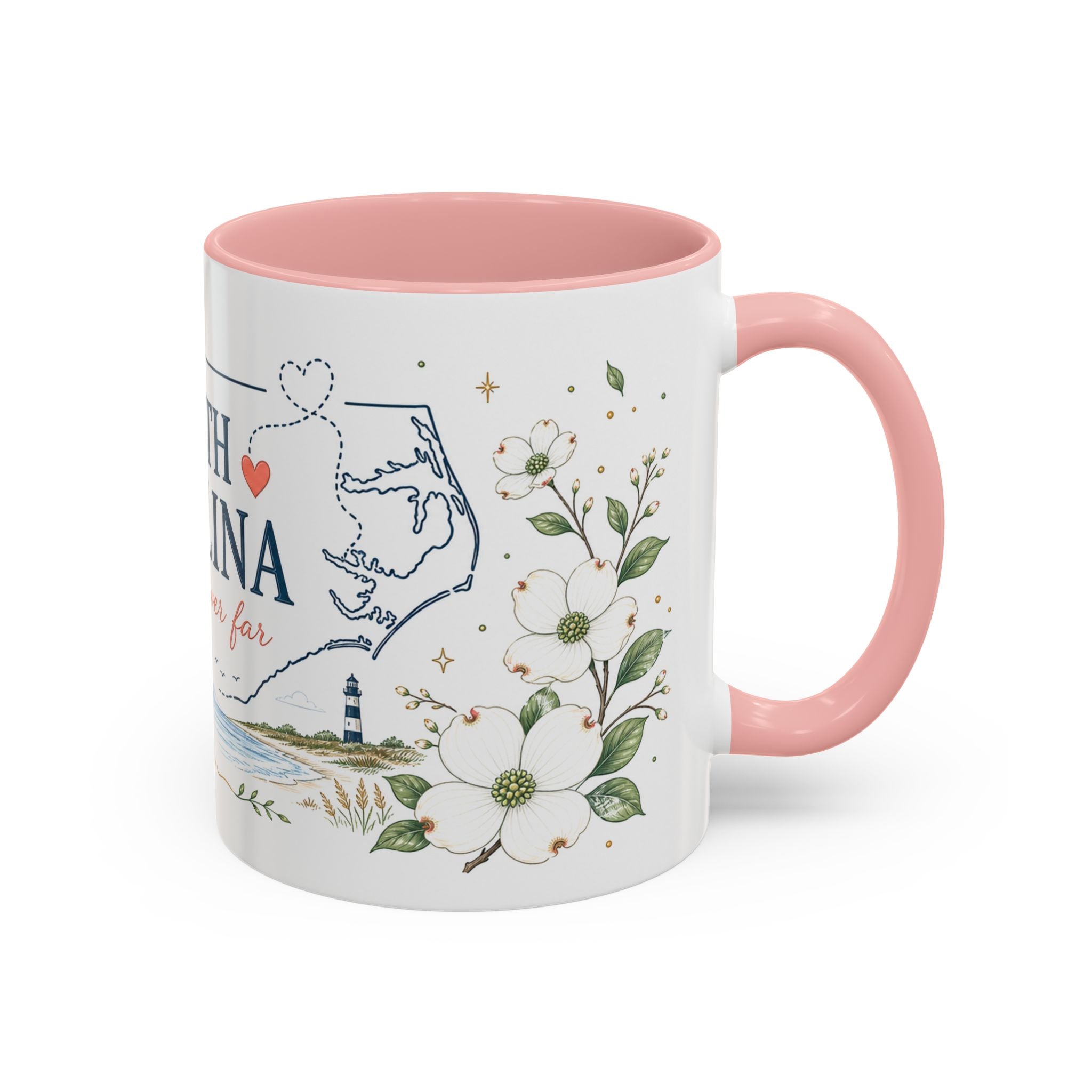 North Carolina State Map Mug | Moving Away, Homesick Gift | Botanical Accent Coffee Cup