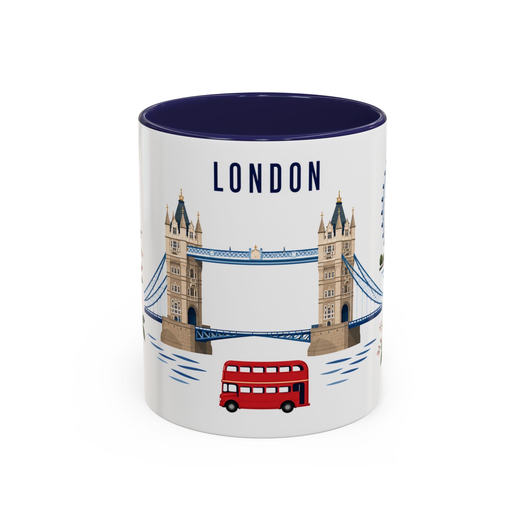 London Coffee Mug | United Kingdom Travel Souvenir | Porcelain Decal City Gift | 11oz 15oz Accent Mug