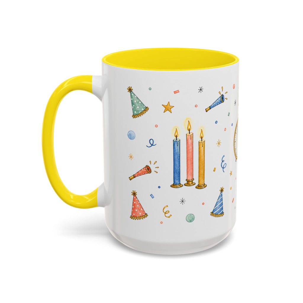New Year Midnight Mug | Candle Firework Watercolor Party Gift | Accent Cup 11oz 15oz