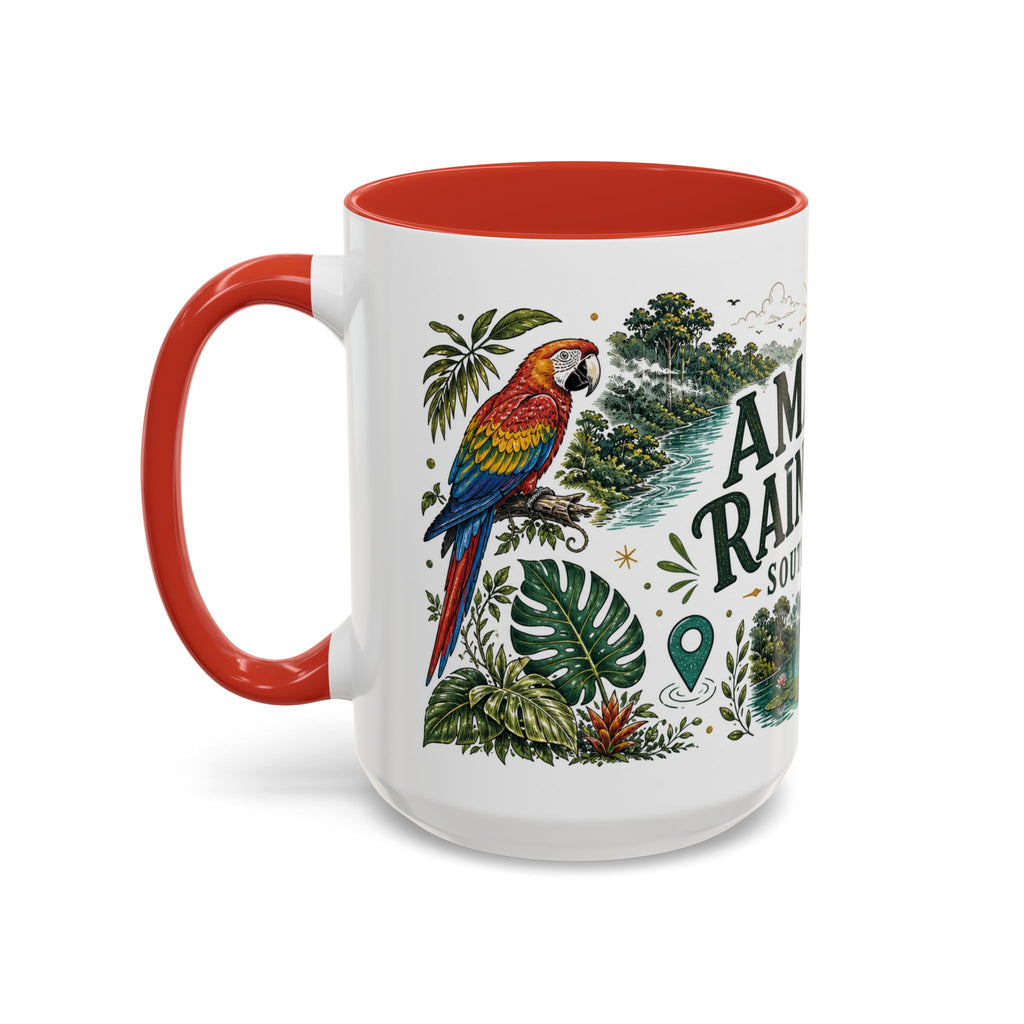 Amazon Rainforest Coffee Mug | Travel Destination Souvenir Gift | Accent Color Ceramic 11oz 15oz