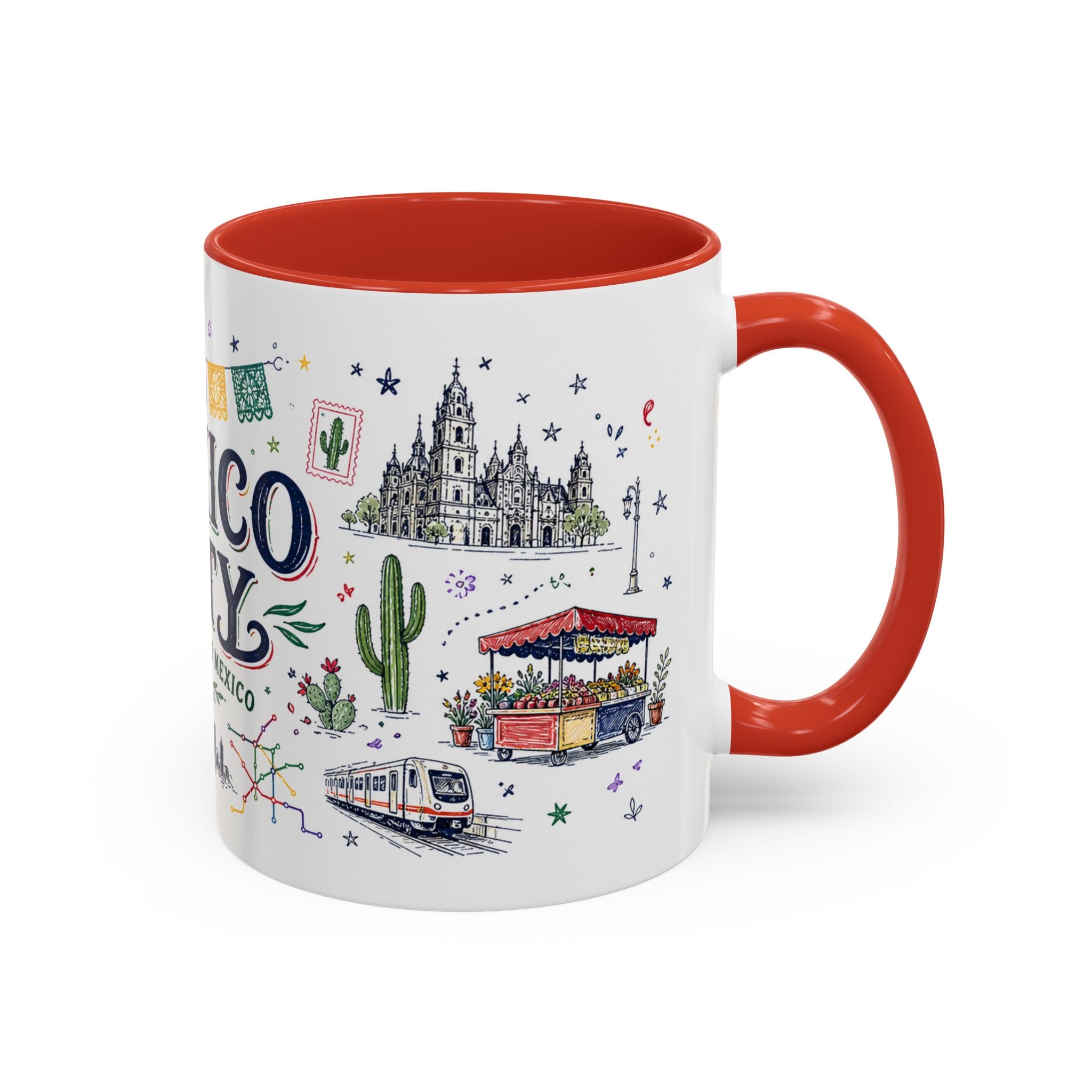 Mexico City Coffee Mug | Mexico Souvenir Travel Gift | Accent Color Ceramic 11oz 15oz