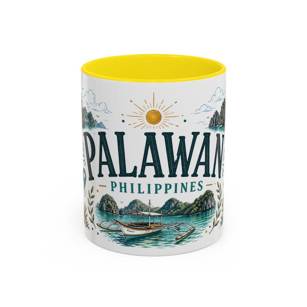 Palawan Coffee Mug | Travel Destination Souvenir Gift | Accent Color Ceramic 11oz 15oz