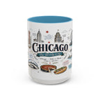 Chicago Coffee Mug | Illinois Souvenir City Gift | Accent Color Ceramic 11oz 15oz