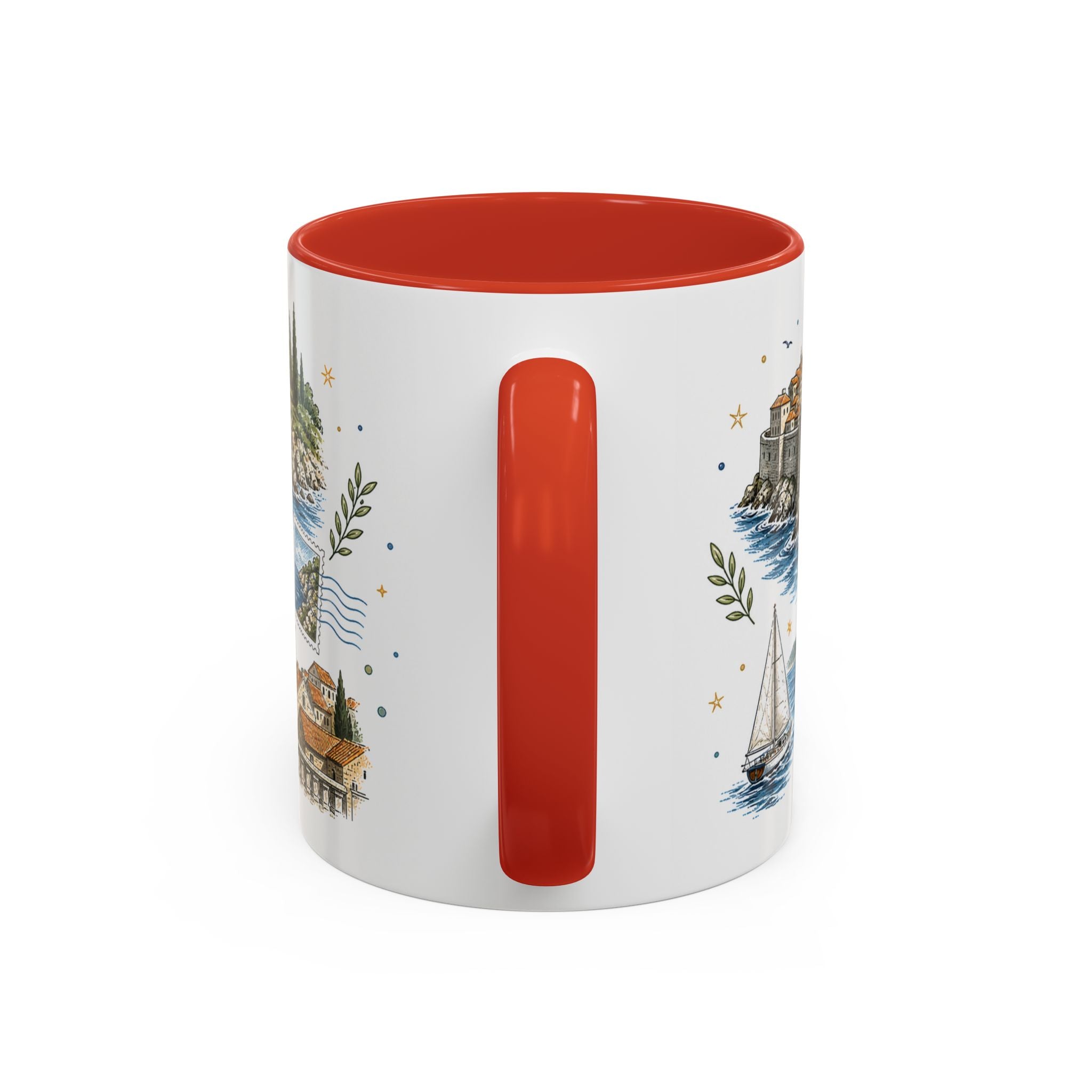 Dubrovnik Coast Coffee Mug | Travel Destination Souvenir Gift | Accent Color Ceramic 11oz 15oz