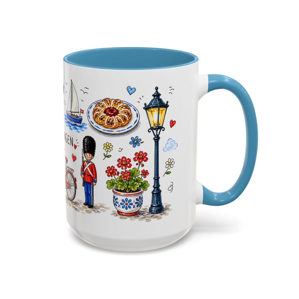 Copenhagen Travel Mug | European City Souvenir Accent Coffee Mug | 11oz 15oz Ceramic Cup