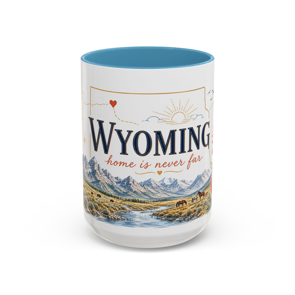 Wyoming Home State Mug | Moving Away Gift | Long Distance Friendship Coffee Cup | 11oz 15oz Accent Mug