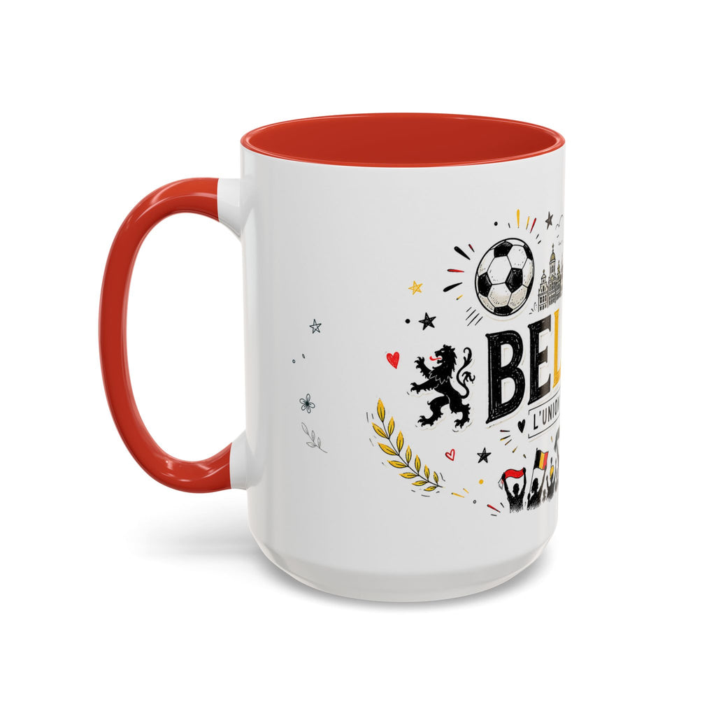 Belgium Soccer Coffee Mug | Soccer Fan Gift | Accent Color Ceramic 11oz 15oz Match Day Cup