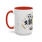 Belgium Soccer Coffee Mug | Soccer Fan Gift | Accent Color Ceramic 11oz 15oz Match Day Cup