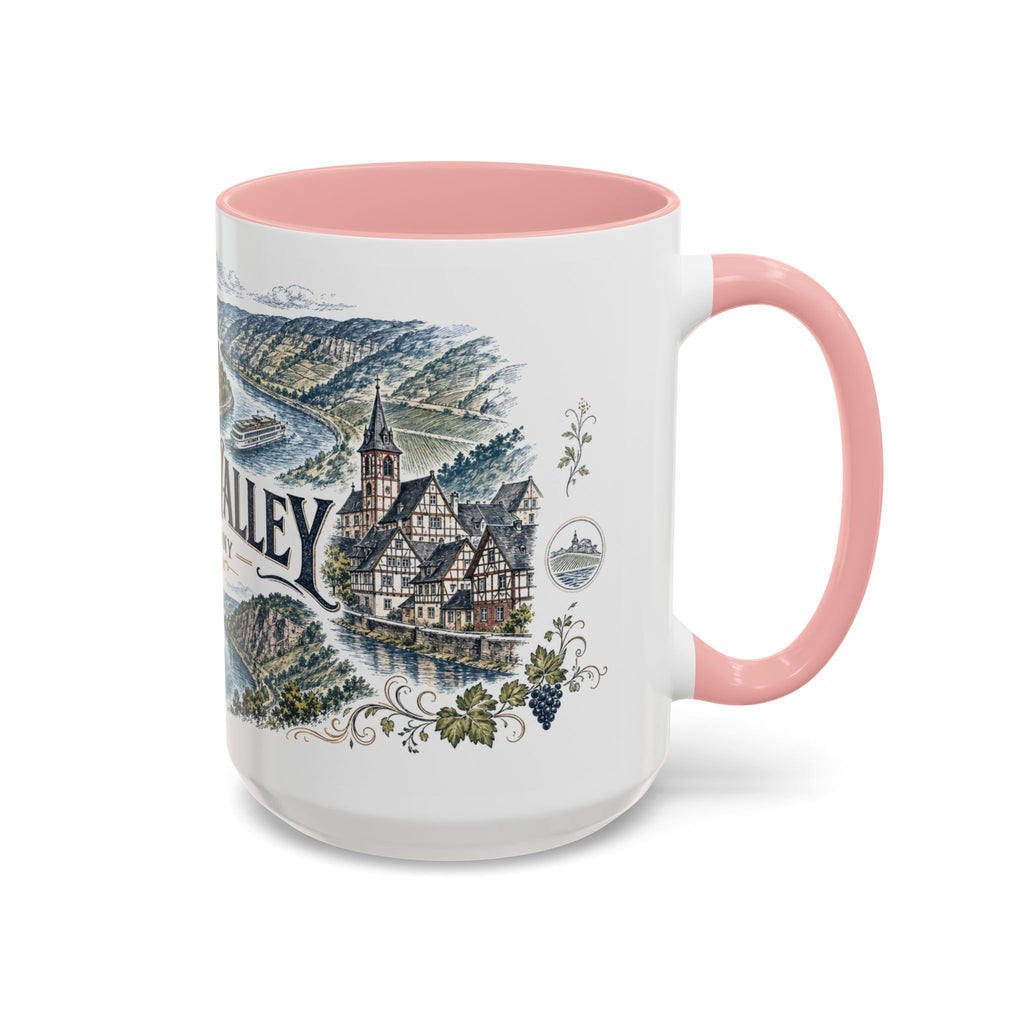 Rhine Valley Mug, Germany Travel Souvenir, Bucket List Gift, Accent Ceramic Coffee Mug 11oz 15oz