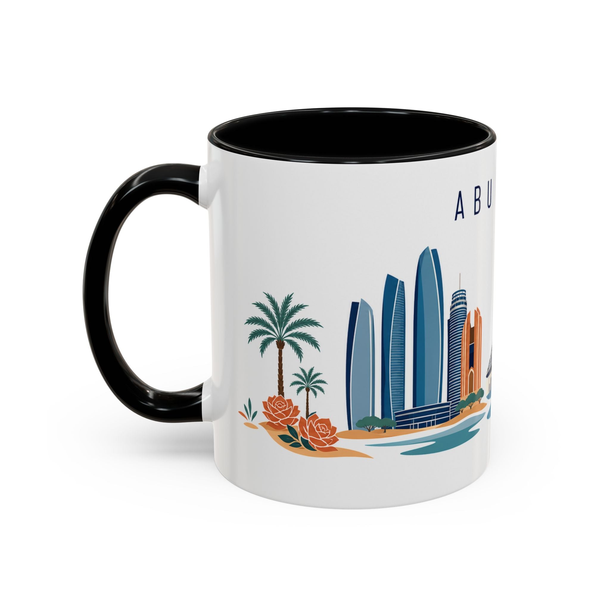 Abu Dhabi Coffee Mug | United Arab Emirates Travel Souvenir | Porcelain Decal City Gift | 11oz 15oz Accent Mug