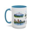 Portland Illustrated Travel Mug | City Souvenir Accent Coffee Mug | 11oz 15oz Ceramic Cup