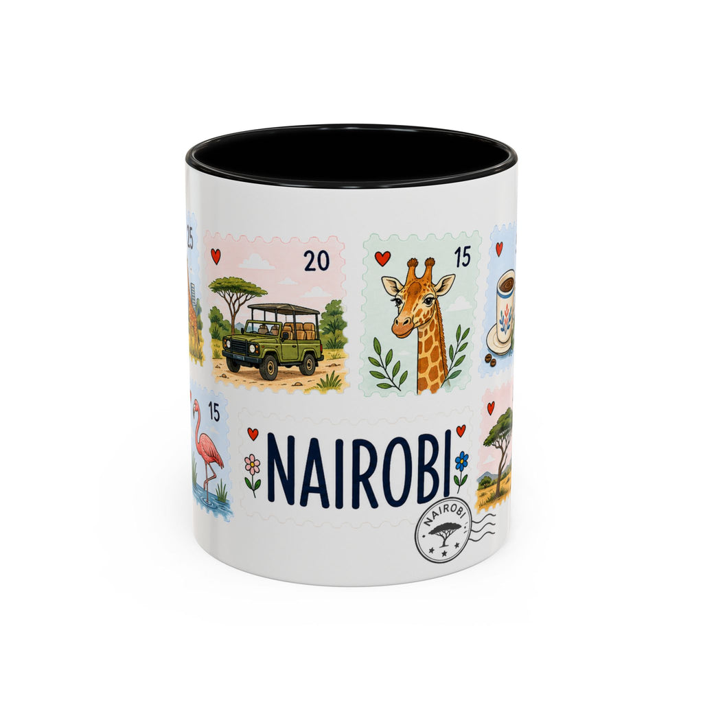 Nairobi Coffee Mug | Postage Stamp Collage Mug | Travel Souvenir Accent Cup 11oz 15oz
