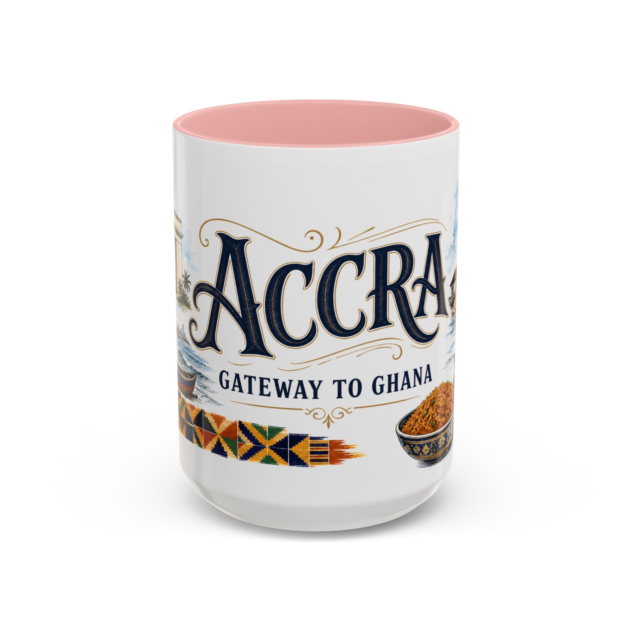 Accra Coffee Mug | Ghana Travel Souvenir | Vintage Illustrated City Gift | 11 oz 15 oz Accent Mug