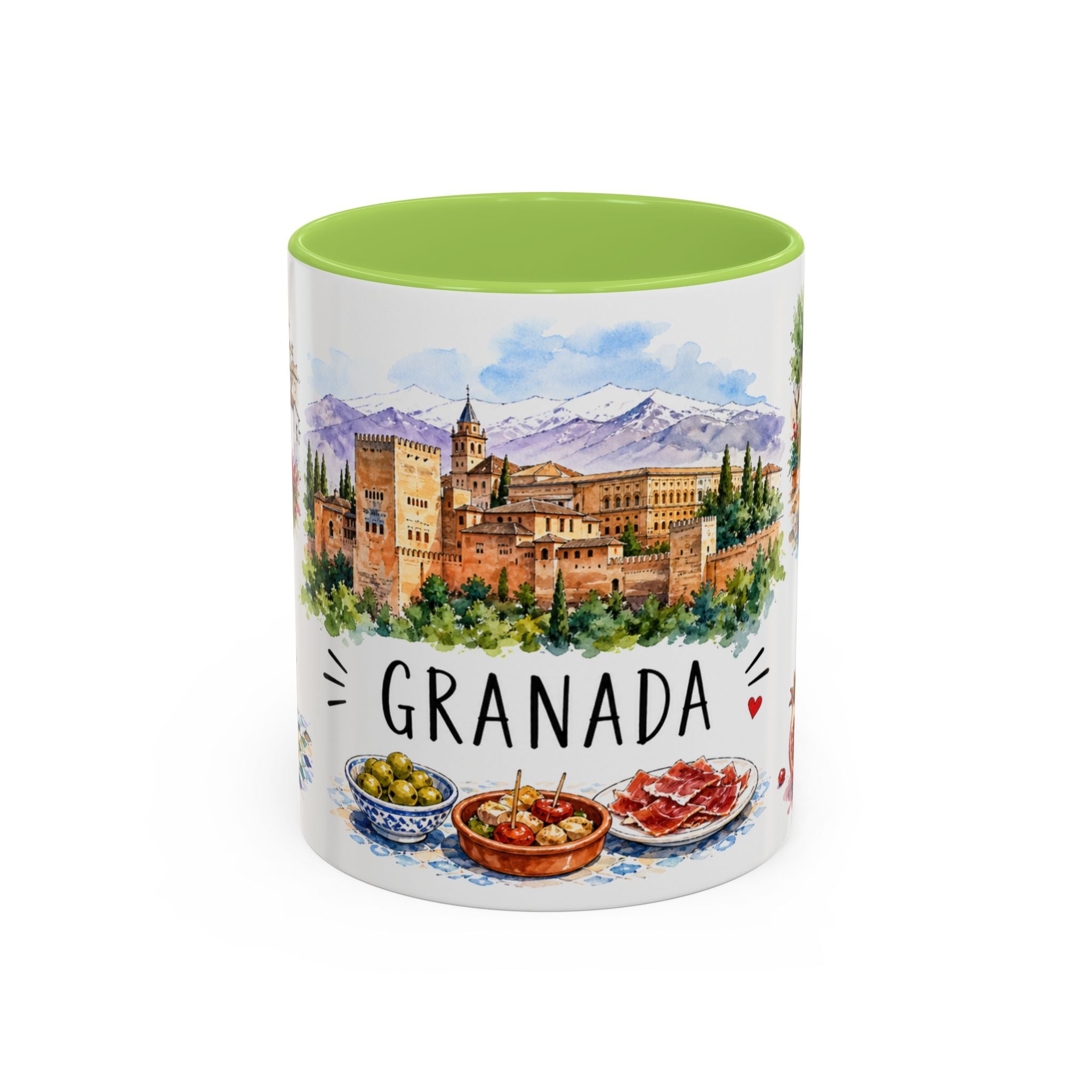 Granada Illustrated Travel Mug | City Souvenir Accent Coffee Mug | 11oz 15oz Ceramic Cup
