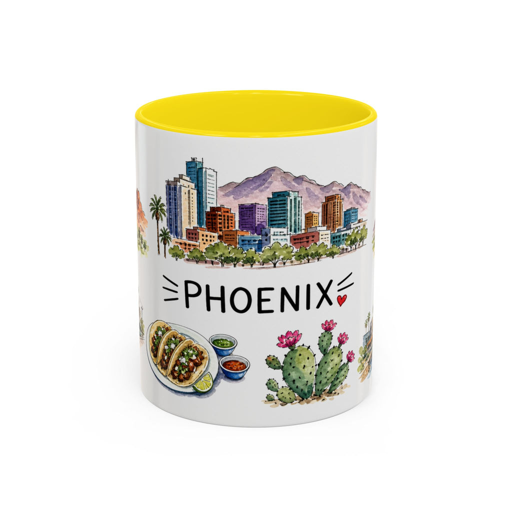 Phoenix Illustrated Travel Mug | City Souvenir Accent Coffee Mug | 11oz 15oz Ceramic Cup