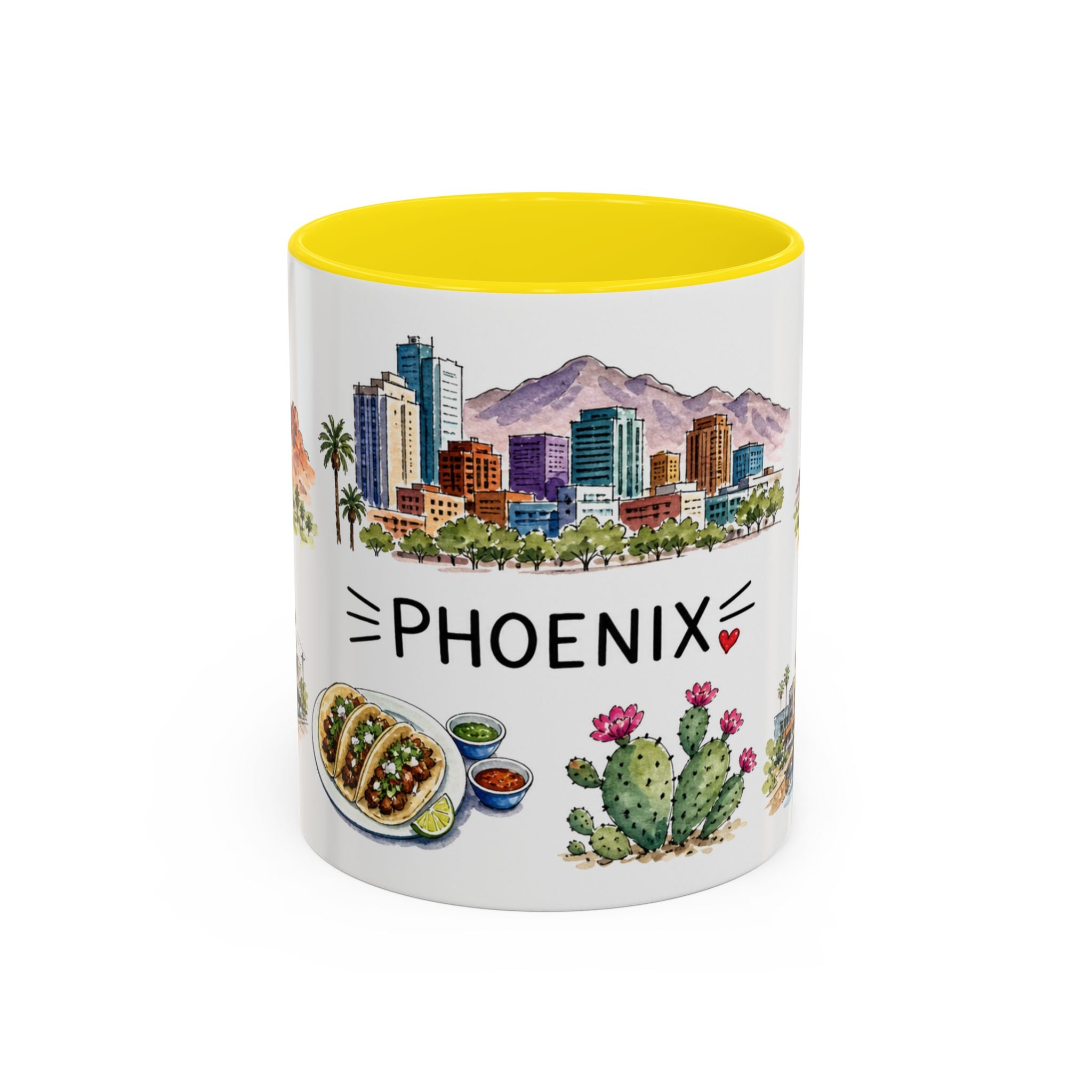 Phoenix Illustrated Travel Mug | City Souvenir Accent Coffee Mug | 11oz 15oz Ceramic Cup