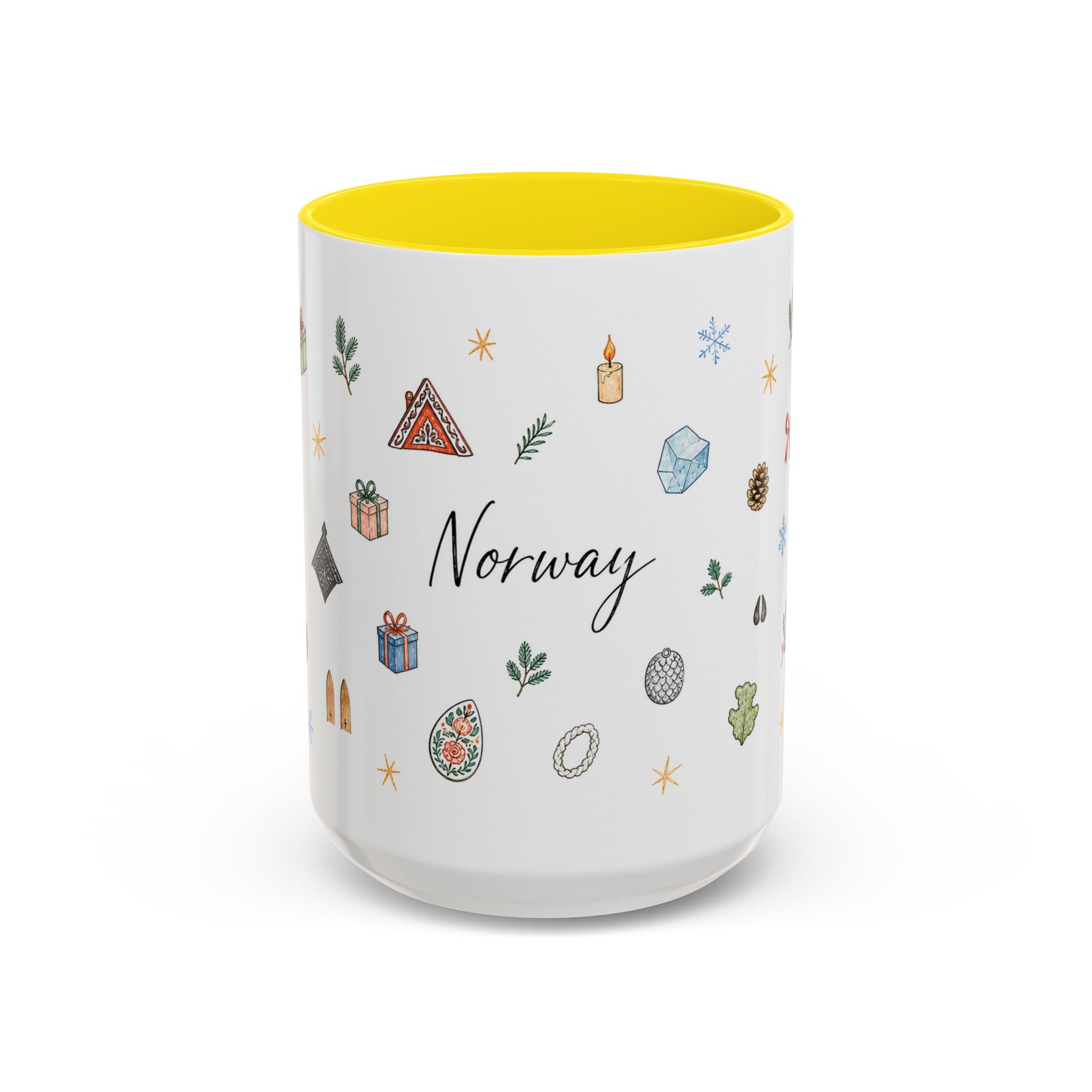 Norway Christmas Mug | Watercolor Travel Souvenir | Holiday Gift | Accent Ceramic Coffee Cup 11oz 15oz
