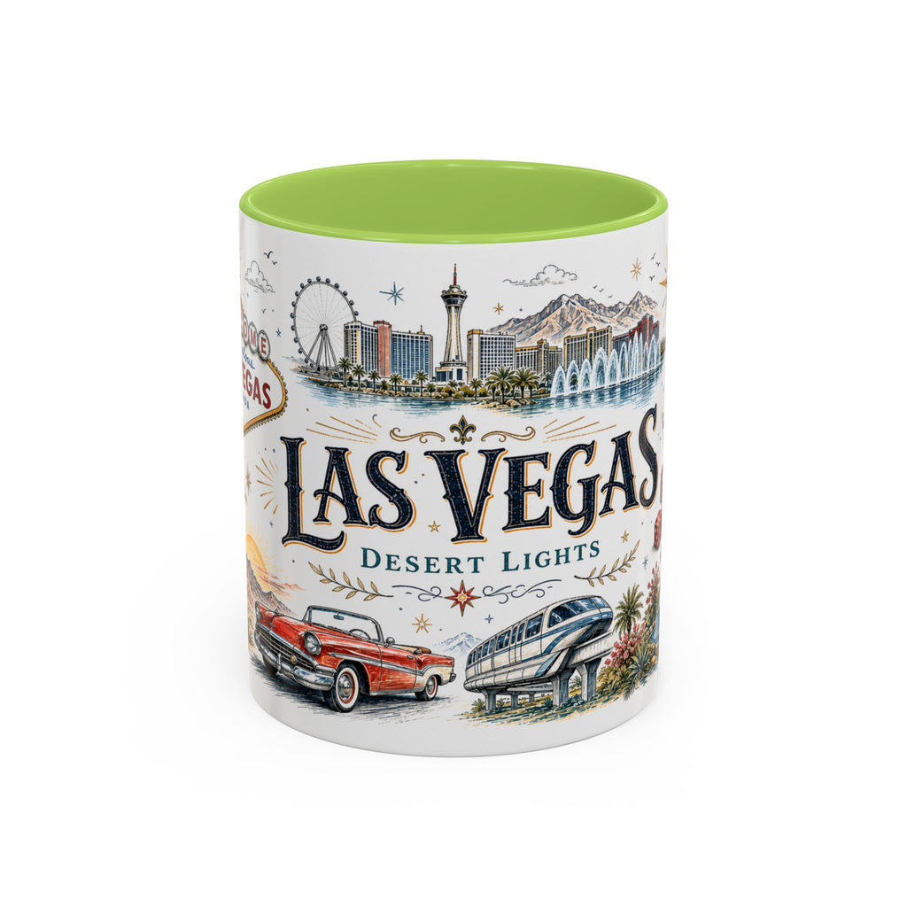 Las Vegas Coffee Mug | United States Travel Souvenir | Vintage Illustrated City Gift | 11 oz 15 oz Accent Mug
